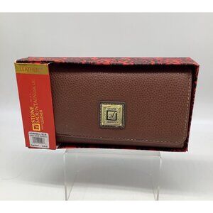 Stone Mountain Bonded Leather Cornell Cognac Brown Wallet With Multiple Cards